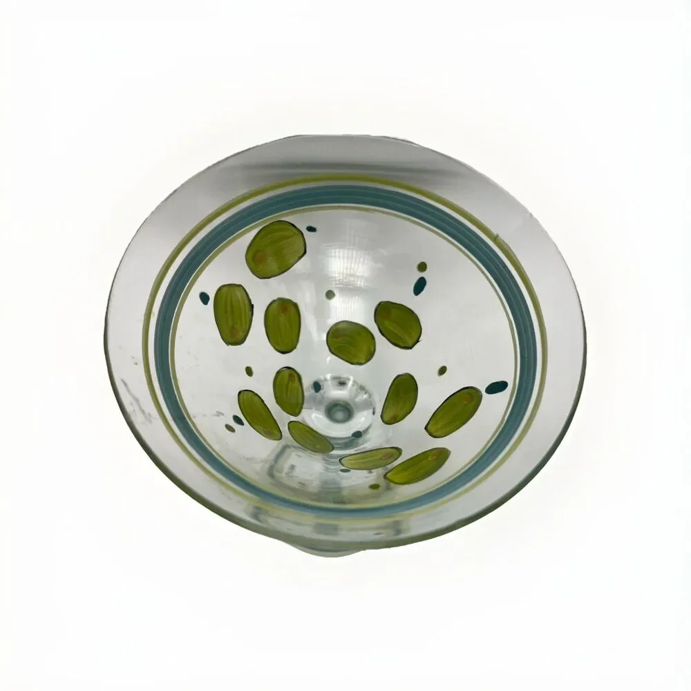 Martini Glass Hand Painted Green Stuffed Olives Pimentos Oversized Y2K